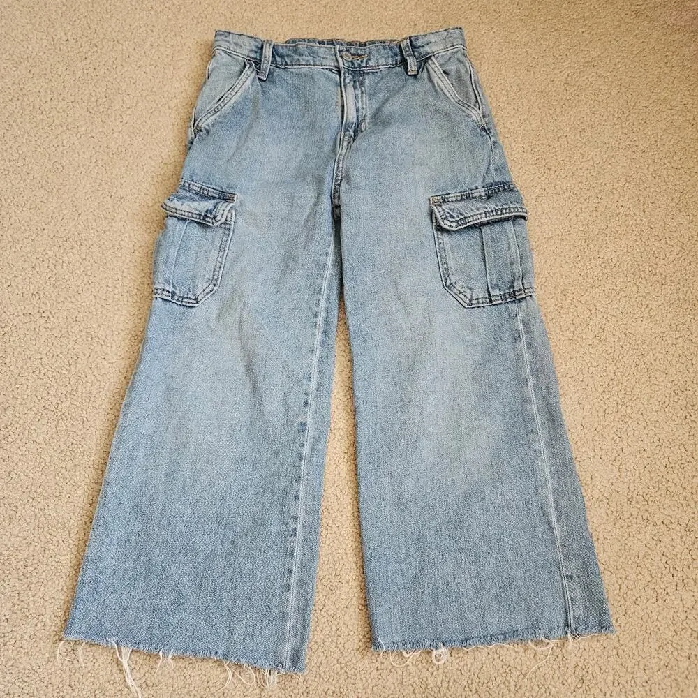 Old Navy High-Waisted Baggy Wide-Leg Cargo Jeans for Girls 14